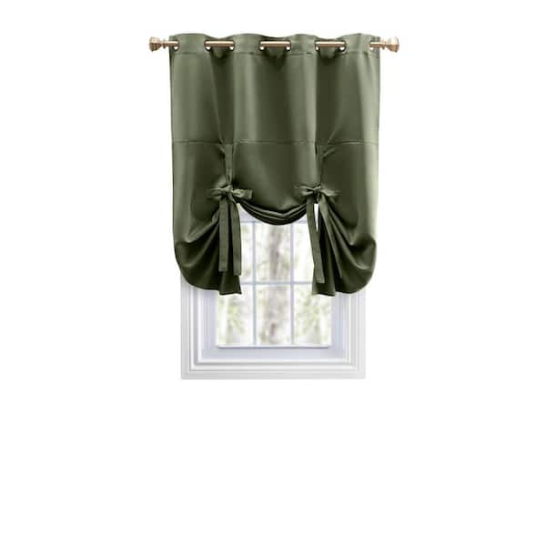 RICARDO Ultimate Blackout Sage Solid 55 in. W x 63 in. L Grommet Blackout Curtain Tie Up Panel