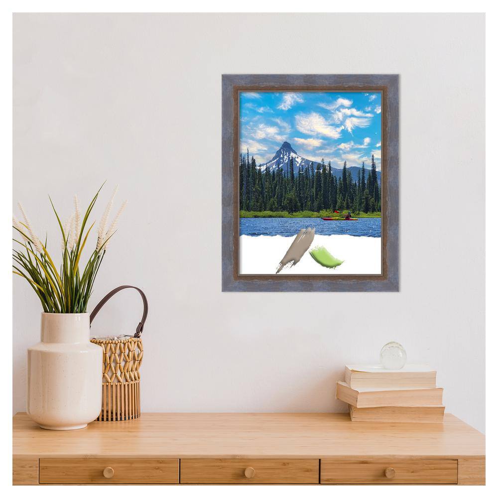 Two-Tone Blue and Copper Pine Wood Wall Picture Frame