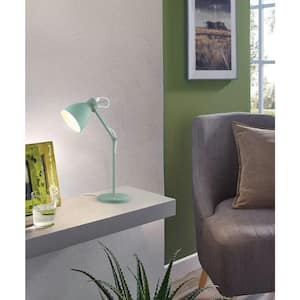 Priddy 6.125 in. W x 17 in. H 1-Light Pastel Light Green Desk Lamp with Adjustable Lamp Head