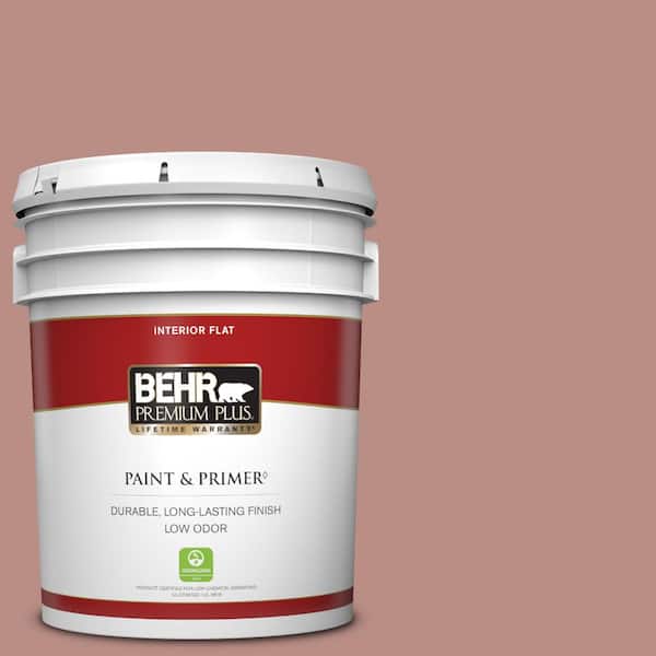 BEHR PREMIUM PLUS 5 gal. #170F-5 Brick Dust Flat Low Odor Interior Paint & Primer