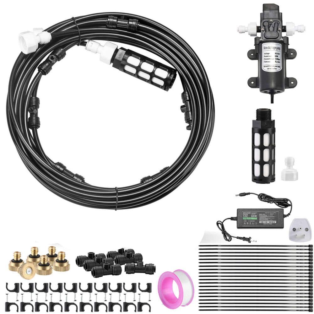 "Outdoor Misting Cooling System with Pump, 20ft Misting Line with Filter + 6 Brass Mist Nozzles (3/4"") for Watering" price history on PriceWatchPro