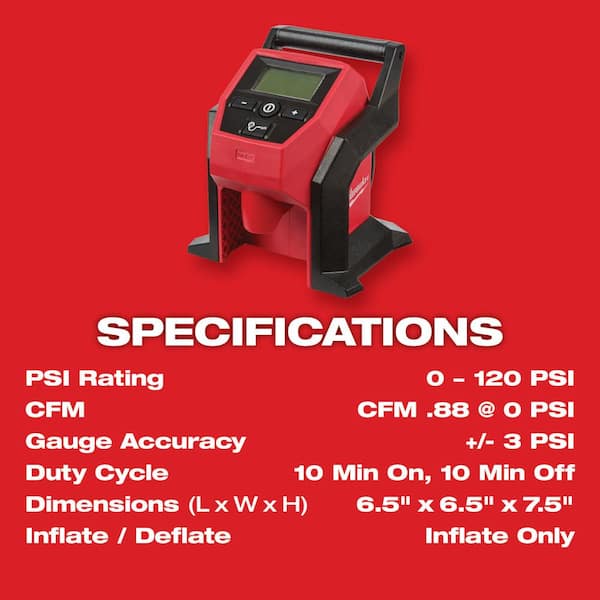Milwaukee M12 12-Volt Electric Portable Inflator (Tool-Only