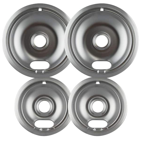 6 in. 2-Small and 8 in. 2-Large Drip Bowl in Chrome (4-Pack)