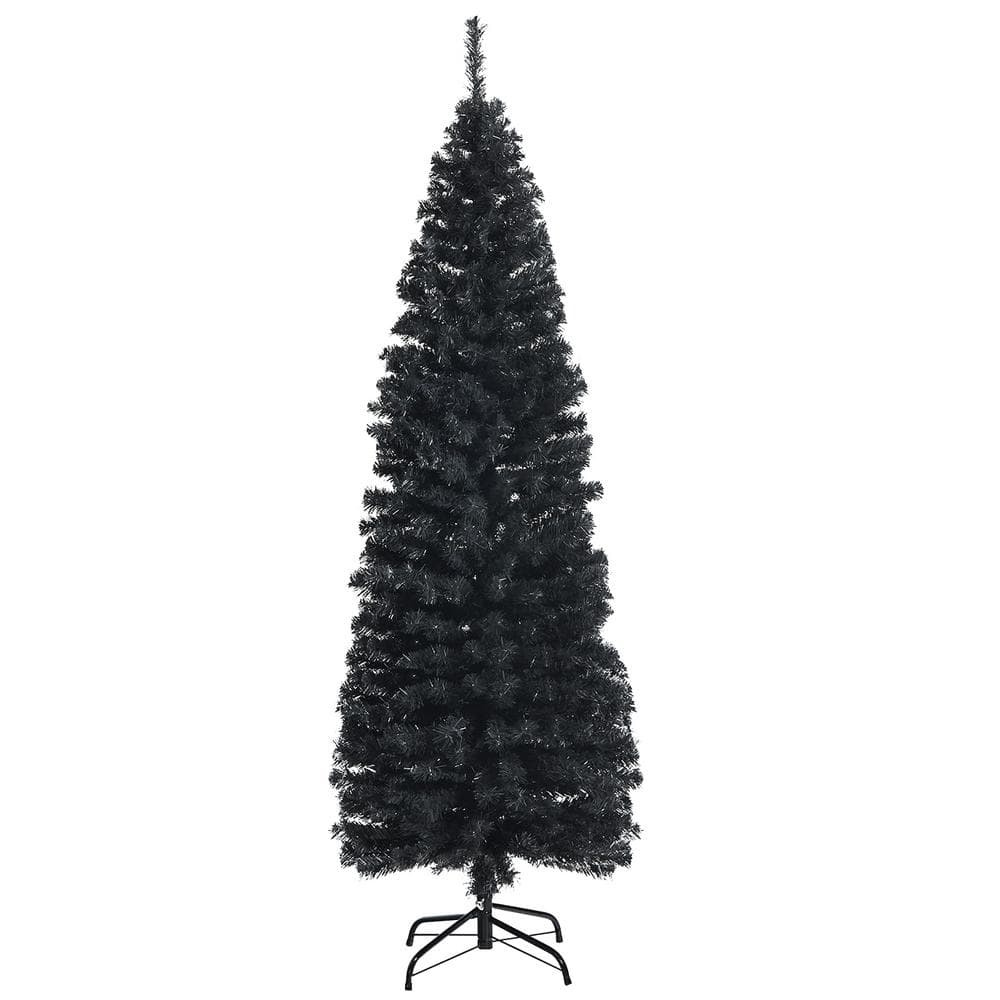 Costway 6 ft. Unlit Artificial Christmas Tree Halloween Pencil Tree Black  w/Metal Stand CM22106BK - The Home Depot