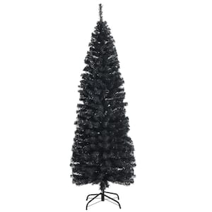 6 ft. Unlit Artificial Christmas Tree Halloween Pencil Tree Black w/Metal Stand