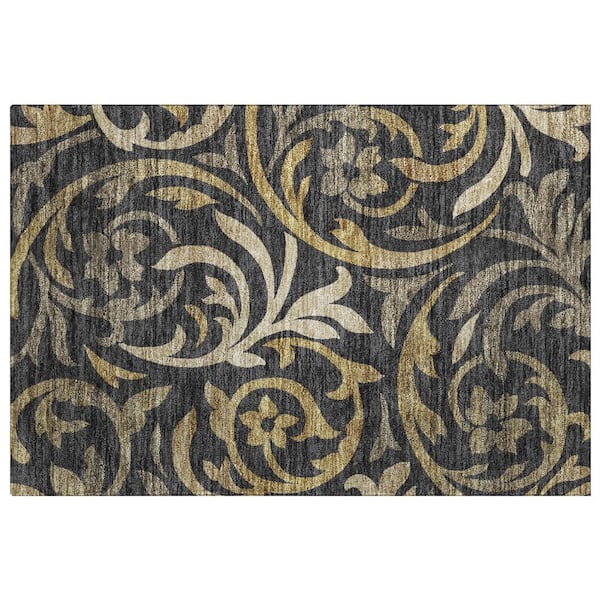Dream Shag Premium Machine Washable Abstract ADS764 Black 2 ft. x 3 ft. Accent Rug