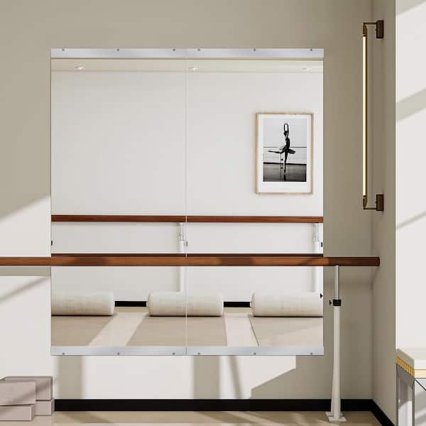 Clear 24 in. W x 48 in. H Shatterproof Rectangular Frameless Yoga Mirror Gym Mirror Dance Mirror Floor Mirror