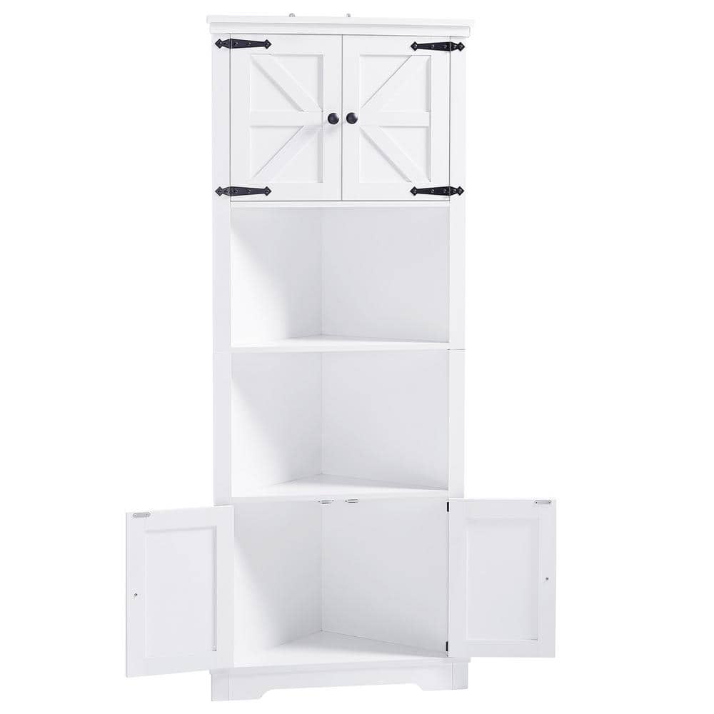 26 in. W x 19 in. D x 67 in. H White MDF Bathroom Storage Cabinet Linen Cab
