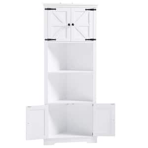 26 in. W x 19 in. D x 67 in. H White MDF Bathroom Storage Cabinet Linen Cabinet with Doors and Adjustable Shelf