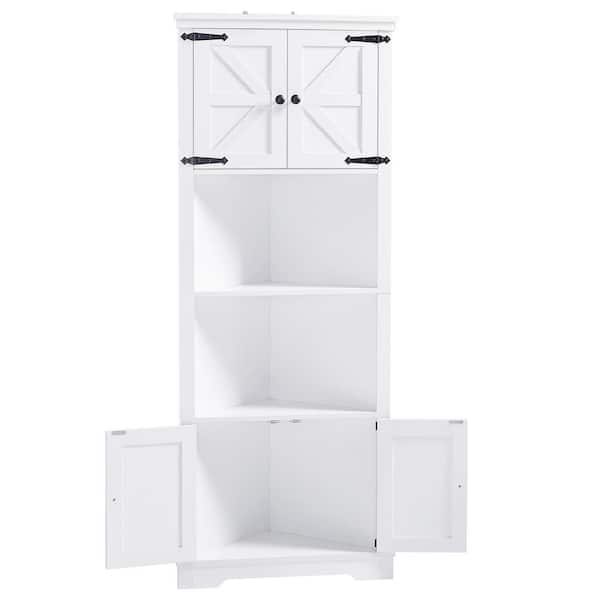 Unbranded 26 in. W x 19 in. D x 67 in. H White MDF Bathroom Storage Cabinet Linen Cabinet with Doors and Adjustable Shelf