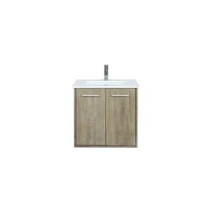 Fairbanks 24 in W x 20 in D Rustic Acacia Bath Vanity, White Quartz Top and Chrome Faucet Set