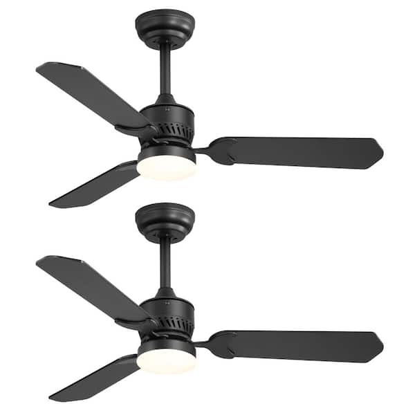 42 in. Matte Black Indoor Integrated LED Modern Ceiling Fan with Lights and Remote Control Included(2 Pack)
