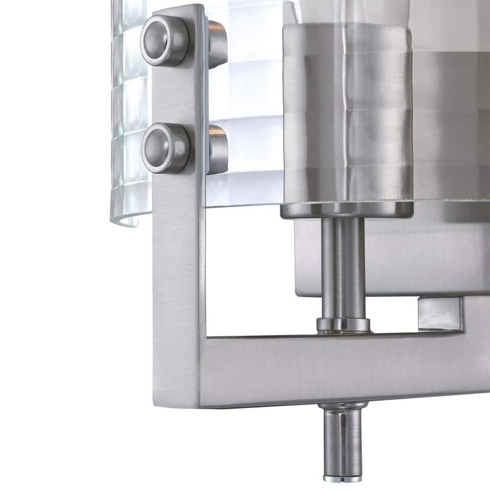 Brushed Nickel Wall Sconce with Clear Waffle Glass
