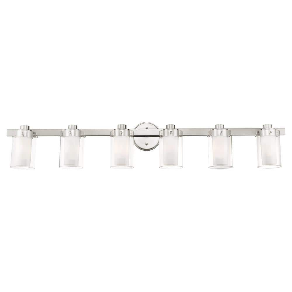 Brushed Nickel 6-Light Modern Bathroom Vanity Fixture