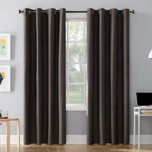 Duran Walnut Brown Polyester Solid 50 in. W x 63 in. L Noise Cancelling Grommet Blackout Curtain (Single Panel)