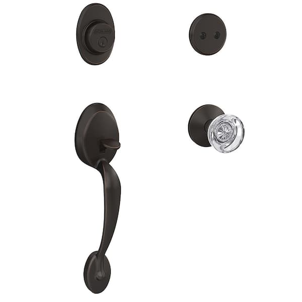 Custom Plymouth Satin Nickel Dummy Door Handleset with Hobson Glass Door Knob and Kinsler Trim