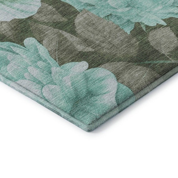 Mayfield Premium Machine Washable Abstract AMF1561 Seafoam 10 ft. x 14 ft. Area Rug
