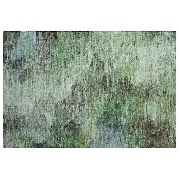Dream Shag Premium Machine Washable Abstract ADS592 Green 2 ft. x 3 ft. Accent Rug