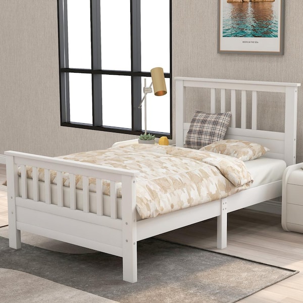 twin bed frame with headboard and footboard