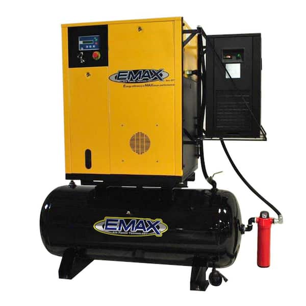 EMAX Premium Series 120 Gal. 7.5 HP 460-Volt 3-Phase Electric Variable Speed Rotary Screw Air Compressor W/Refrigerated Dryer
