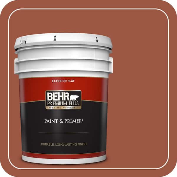 BEHR PREMIUM PLUS 5 gal. #210D-7 Firebrick Flat Exterior Paint & Primer