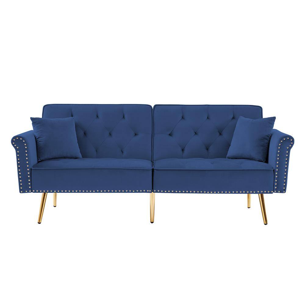Zjoyee Blue Velvet Tufted Sofa Couch Loveseat Futon Bed PS202200359