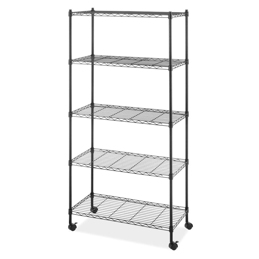 Whitmor Supreme Black 5-Tier Rolling Metal Shelf Cart