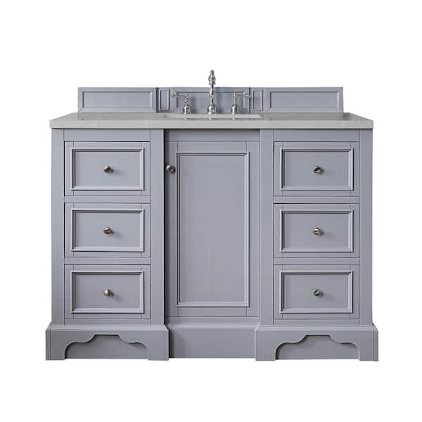 James Martin Vanities De Soto 49.3 in. W x 23.5 in. D x 36.3 in. H Bath Vanity in Silver Gray with Eternal Serena Quartz Top