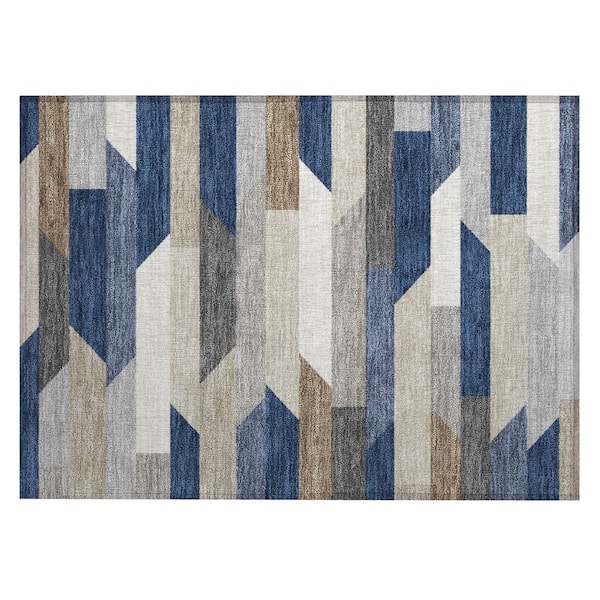 Chantille Machine Washable Indoor/Outdoor Abstract ACN3113 Navy 2 ft. x 3 ft. Accent Rug