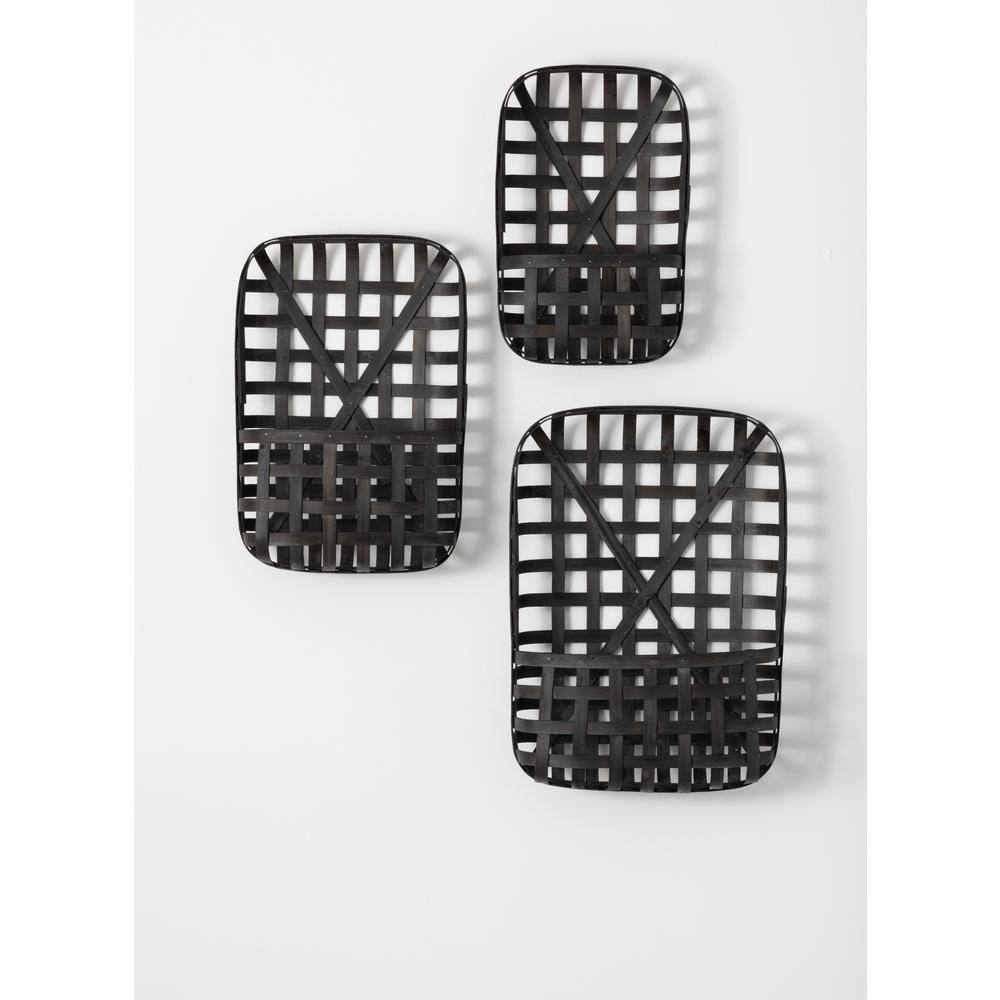 Sullivans Set Of 3 Bamboo Wall Baskets 13.5 H  23.75 H & 27 H Gray