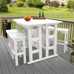 Lehigh White 6-Piece Plastic Rectangular Bar Height Outdoor Dining Set