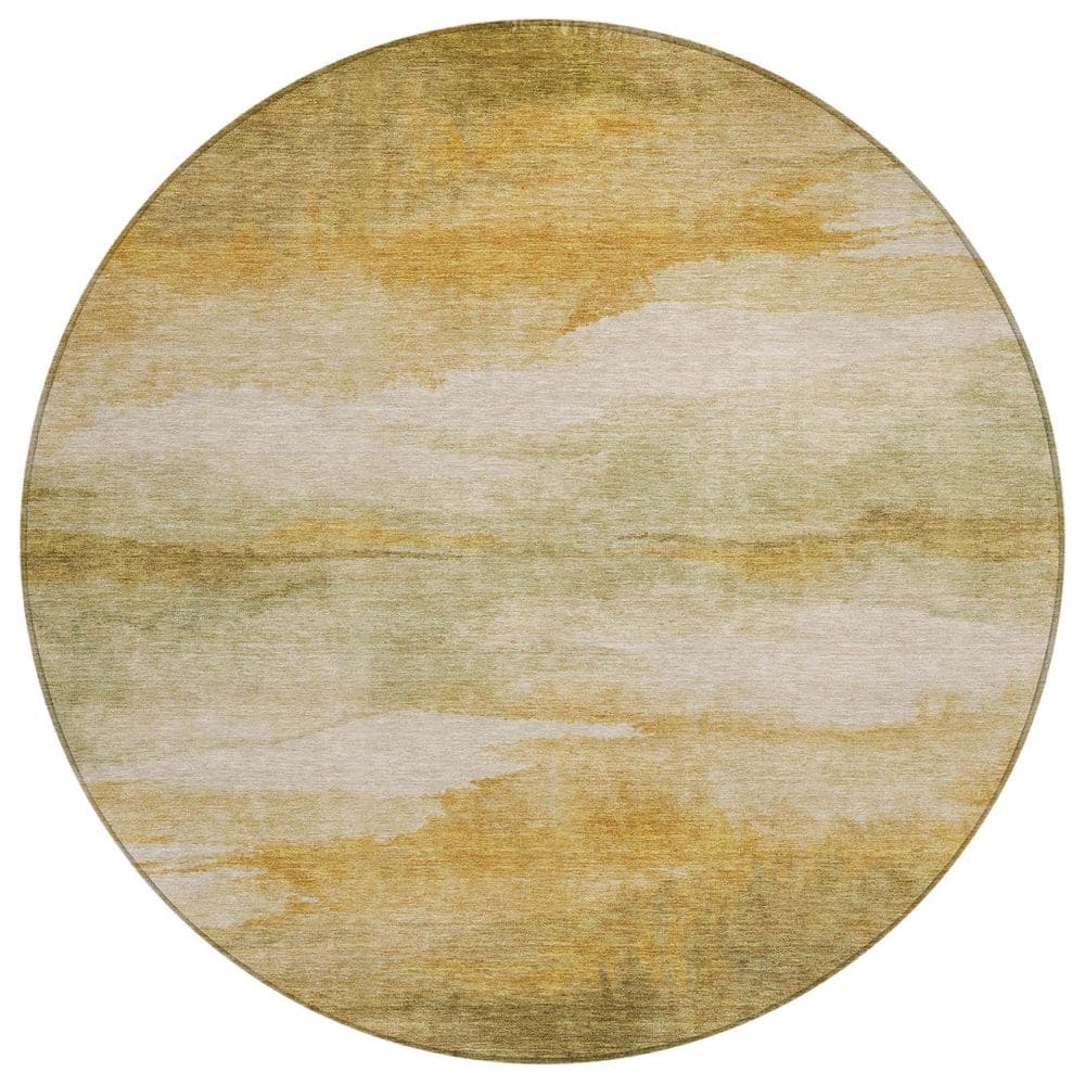 Chantille Machine Washable Indoor/Outdoor Abstract ACN3008 Honey 8 ft. x 8 ft. Round Rug price history on PriceWatchPro