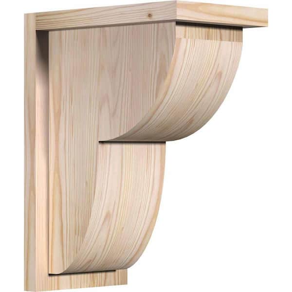 Ekena Millwork 7-1/2 in. x 12 in. x 16 in. Douglas Fir Crestline Smooth Corbel with Backplate