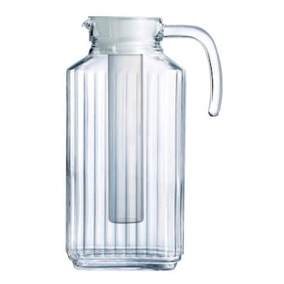 Home Basics 60.8 fl. oz. Clear Glass Plastic Pitcher with No-Mess