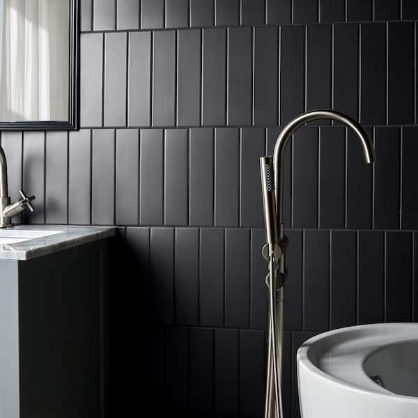 Sway Black 2.75 in. x 0.35 in. Matte Porcelain Wall Tile Sample