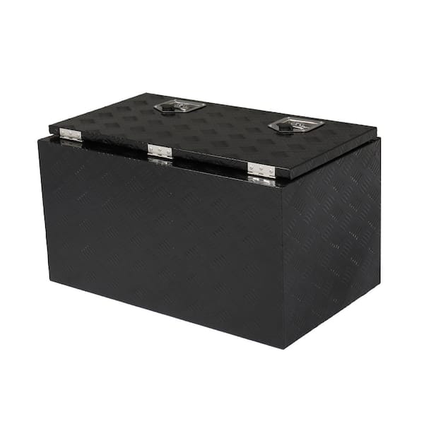 Karl Home 30 in. Black Diamond Plate Aluminum Underbody Truck Tool Box Double Lock with Key