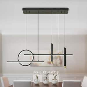Kinlea 5-Light Dimmable Integrated LED Black Chandelier 36W 6000K Cool Light Modern Pendant Light for Dining Room