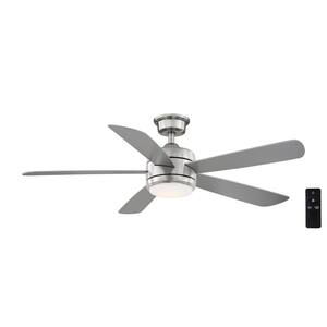 Averly 52 in. Integrated LED Brushed Nickel Ceiling Fan with Light and Remote Control with Color Changing Technology