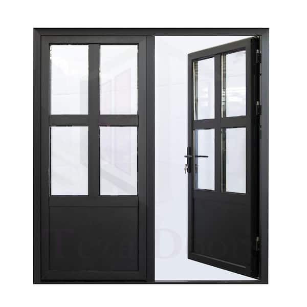 73.5 in. x 80 in. French Door : Righthand inswing Door (from the outside looking in) : Black: Tempered clear glass