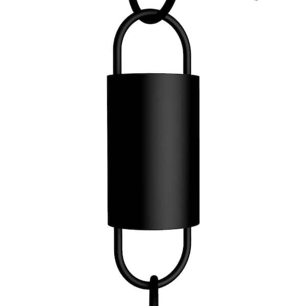 8.5 ft. Black Aluminum Rain Chain with 17 Cups for Gutters Decorative Downspout Replacement for Courtyard