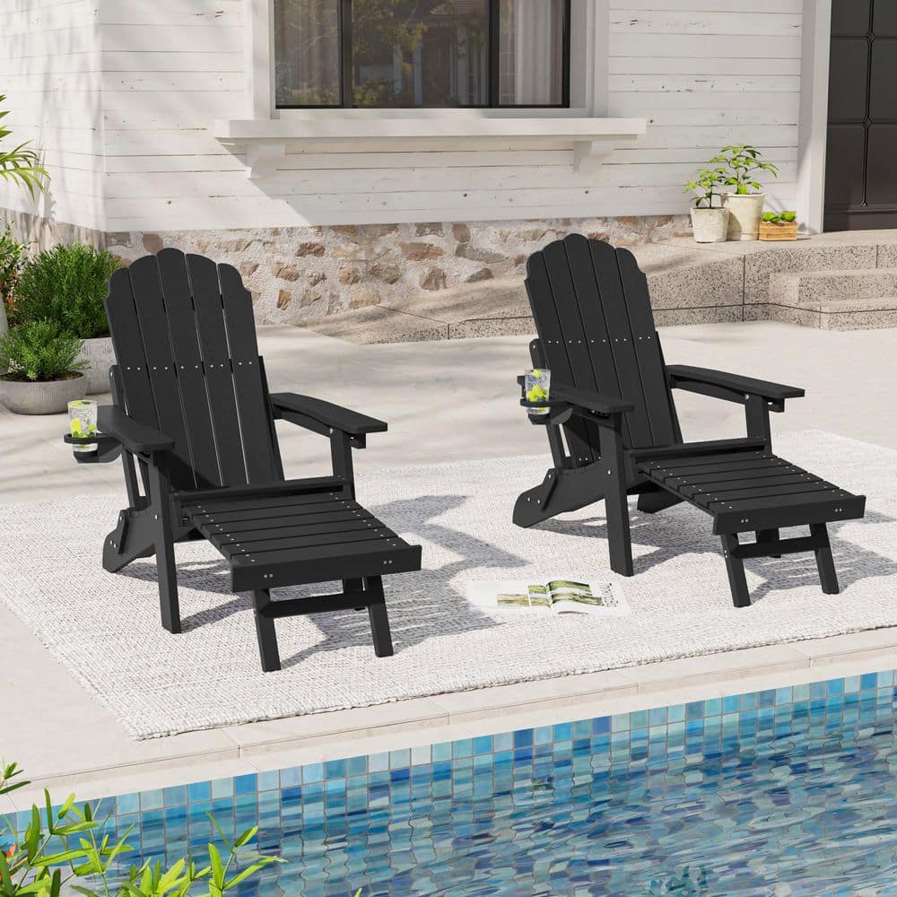 Bewood Outdoor Plastic Folding Adirondack Chair with Retractable