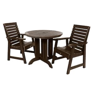 Weatherly Weathered Acorn 3-Piece Recycled Plastic Round Outdoor Dining Set