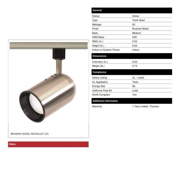 Brushed Nickel Adjustable Bullet Cylinder Track Head