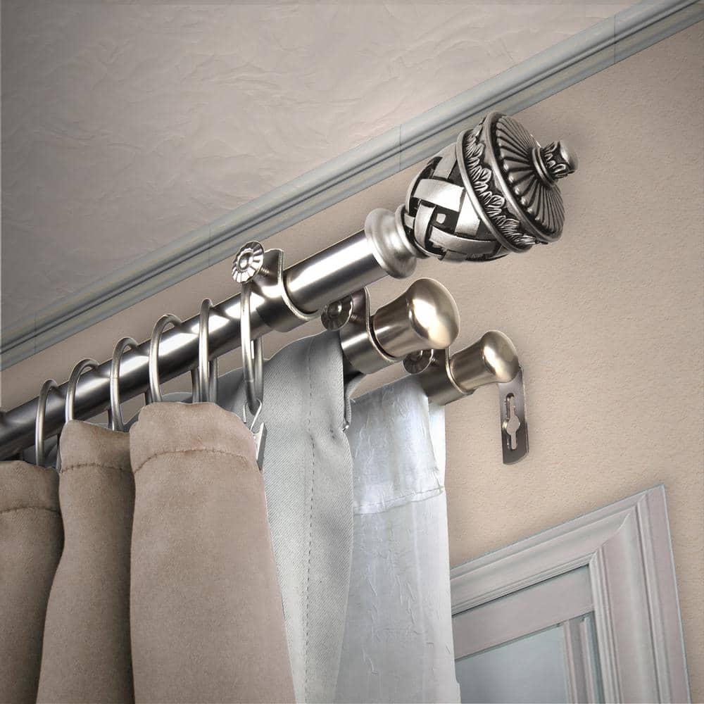 "13/16"" Dia Adjustable 48"" to 84"" Triple Curtain Rod in Satin Nickel with Pablo Finials" price history on PriceWatchPro