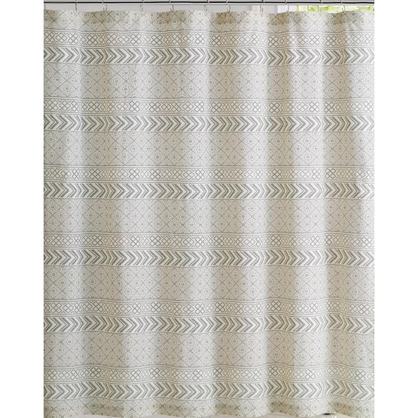 Brooklyn Loom Chase 72 In Geometric, Gray And White Geometric Shower Curtain