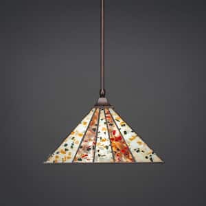 Sparta 100-Watt 1-Light Bronze Bowl Mini Pendant Light with Glass Shade