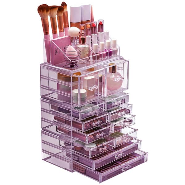 Sorbus Marble Clear Makeup Organizer MUP-SET-42MBL - The Home Depot