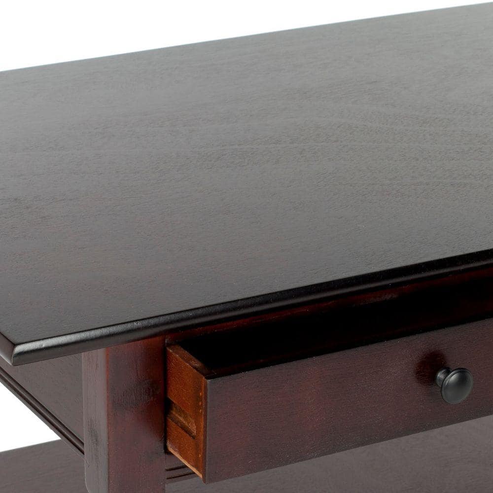 Brown Rectangular Wood Coffee Table with Storage and Drawers