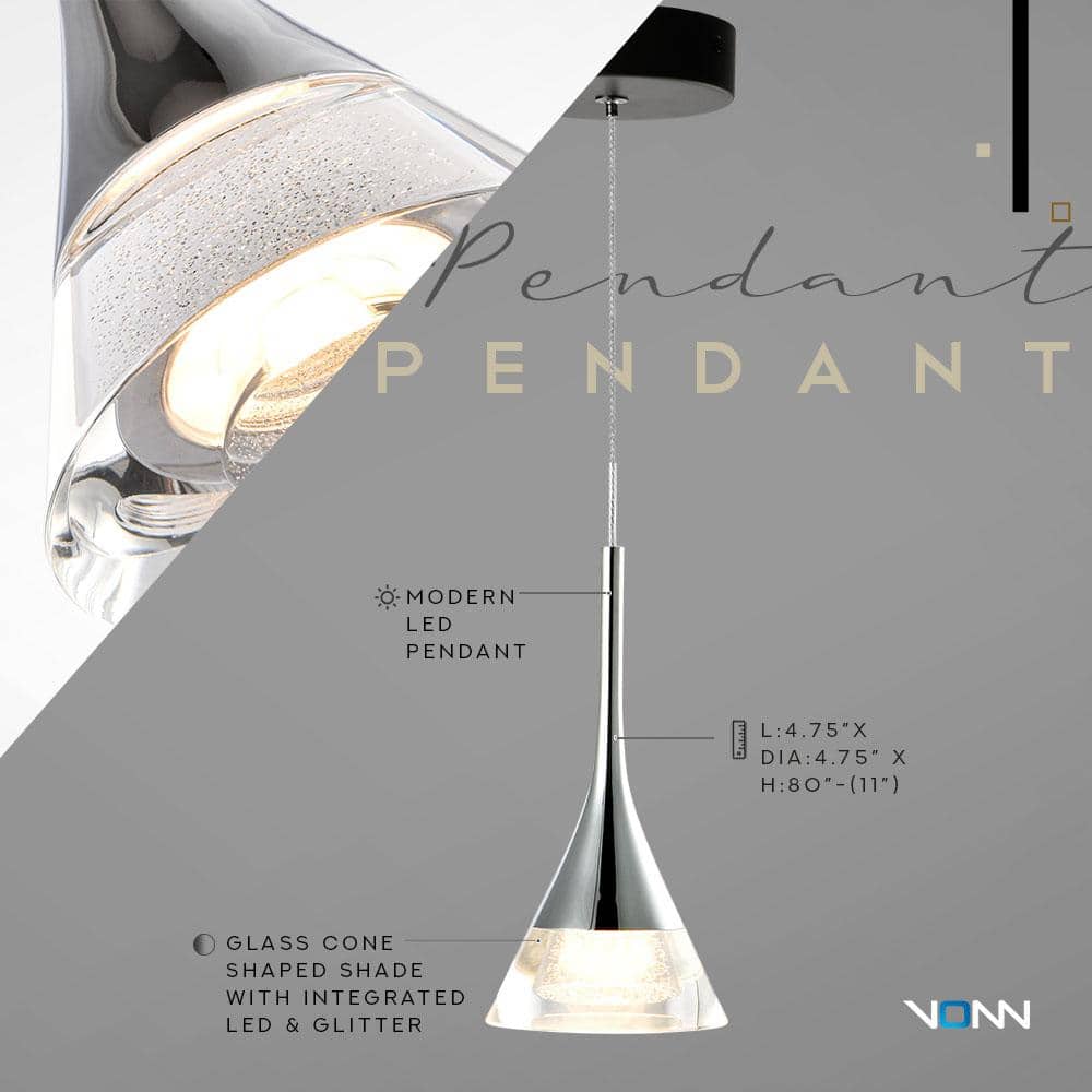 Amalfi Contemporary Chrome LED Jar Pendant Light, Energy Star Certified