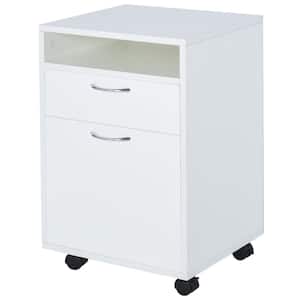 Mobile White File Cabinet Organizer Home Office Filing Organizer with Castors, Lockable Drawer